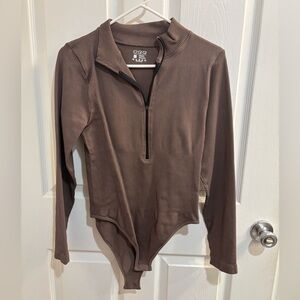 OQQ Coffee Brown Bodysuit, Size L